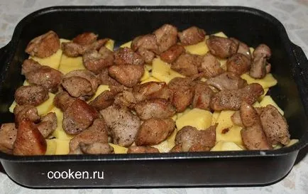 A burgonya és a hús a sütőben - a recept egy fotó