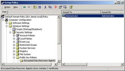 Controlul Encrypting File System (criptarea sistemului de fișiere - EFS) utilizând Group Policy