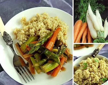 Könnyű vacsora rizs, párolt zöldségekkel