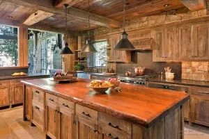 lemn de bucătărie de design de epocă și decorațiuni interioare