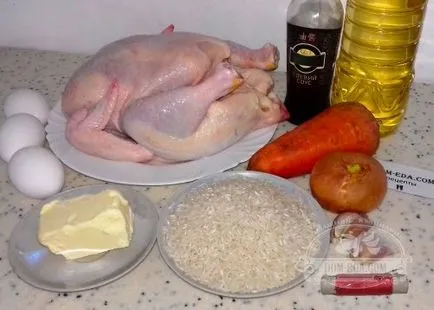Пиле пълнено с ориз рецепта със снимка