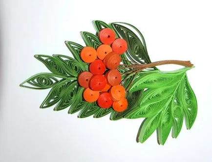 Quilling Rowan mesterkurzus egy ága, fotó Bullfinches, lépésről lépésre, hogy egy videót a téli