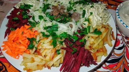 Salata de rețete „curcubeu“ cu pas cu pas fotografii simple și delicioase