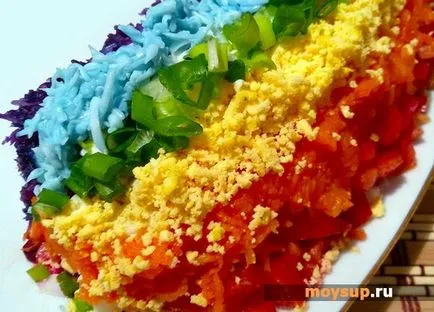 Saláta válogatott „szivárvány” szalonnával - lépésről lépésre recept fotók