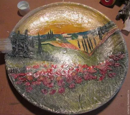 Készítsen eredeti órát egy tányér „Provence a naplementében” - tisztességes iparos - kézzel készített, kézzel készített