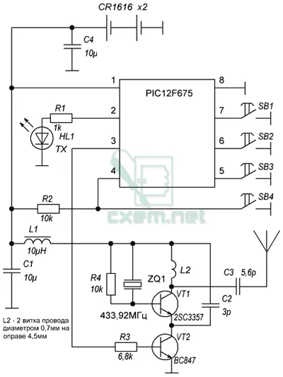 Радио устройство в 4 отбора - skhemopediya