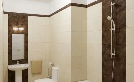 Fürdőszoba a bézs tónusok Photo a szoba, fürdő és csempe, design és a háttér barna,