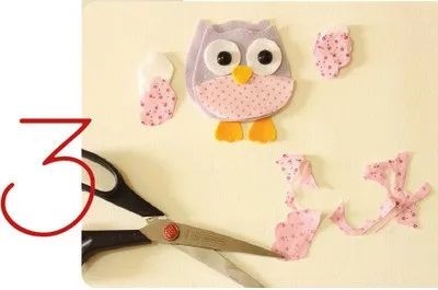 Model de Owl simțit cu mâinile lor jucării atelier cu fotografii și video