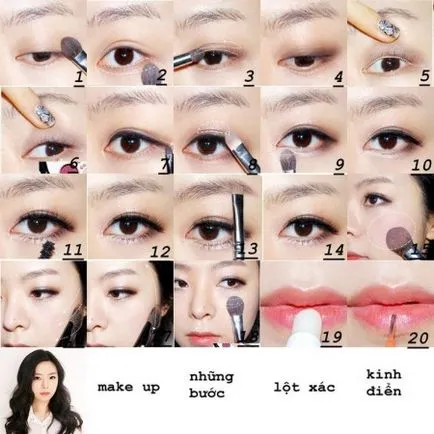 Грим за азиатски очи (снимка 34) функции прилагане грим за китайските жени, и азиатци