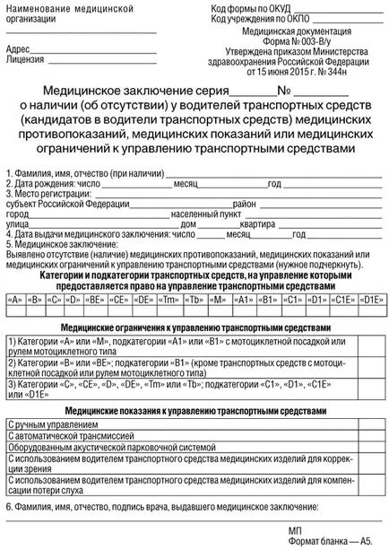 медицинско свидетелство за водача в производството и обмена на Wu след дисквалификация