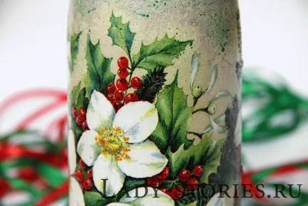 Decoupage pezsgősüveg kezével