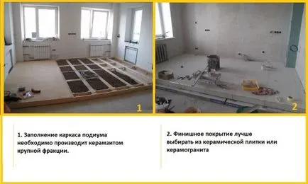 podea duplex cu pregătire mâinile lor, instalare