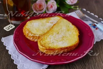 Pâine prăjită de pâine albă, cu lapte și zahăr și ouă