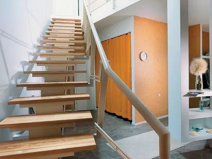 scări Backboard în caracteristicile case particulare și caracteristici de design, dimensiuni și soluții foto