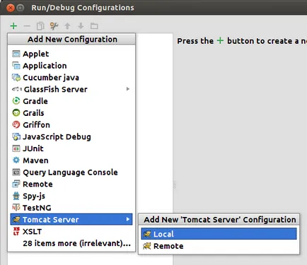 IntelliJ ötlet telepíteni a tomcat