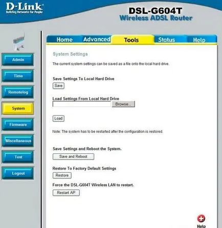 Как да конфигурирате рутер D-Link DSL-g604t