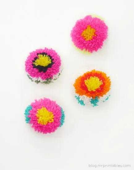 Cum sa faci o floare pompom multicoloră - atelier de lucru, filele mele