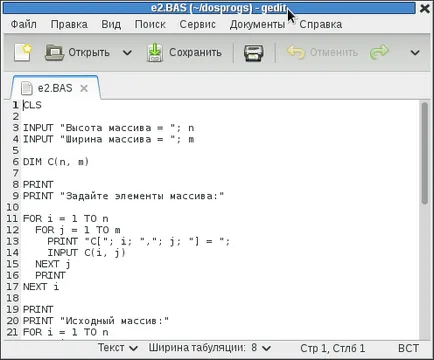 Hogyan fut a Linux QBasic, zhevak