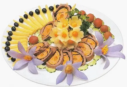 Carving decor salată de legume și masă festivă cu mâinile