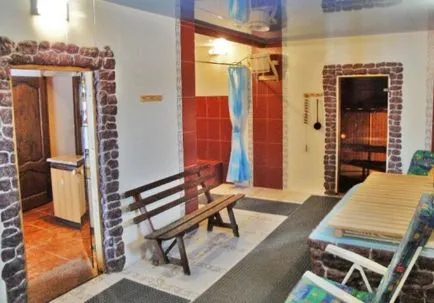 стая за отдих (съблекалня) в банята - и интериорна декорация, опции снимка