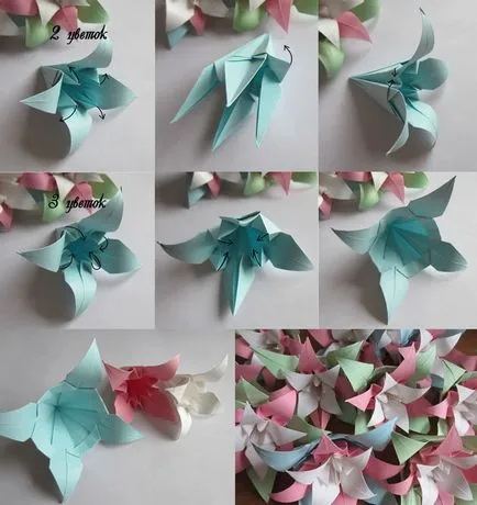 Kusudama лилия, занаяти с ръцете си и игри за деца, занаяти Lisichkin