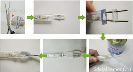 Áttekintés a csatlakozó LED szalag 220 transzformátor nélkül