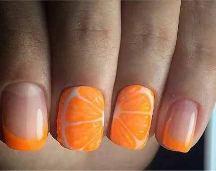 manichiură Orange cuie de design fotografie portocaliu, manichiură și lac portocaliu, lac gel, shellac,