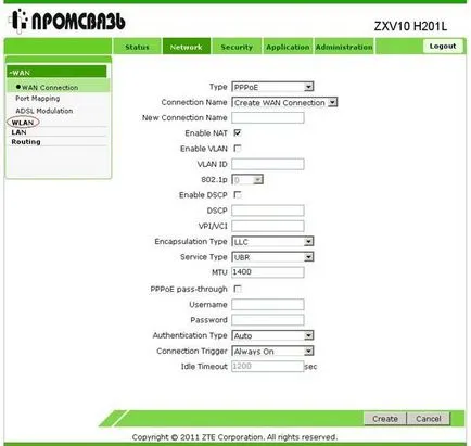 A wi-fi byfly a modem Promsviaz h201l h208l