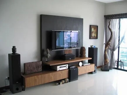 Plazma TV a belsejében a nappali - a helyzet az otthoni belső kialakításuk és berendezésük