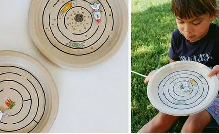 Mesterségek gyerekeknek mester szokatlan labirintusában papír tányérok kezük