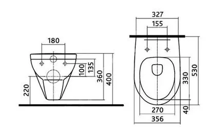 Dimensiunile unui standard de toaletă, pandantiv, colț, construit, copil