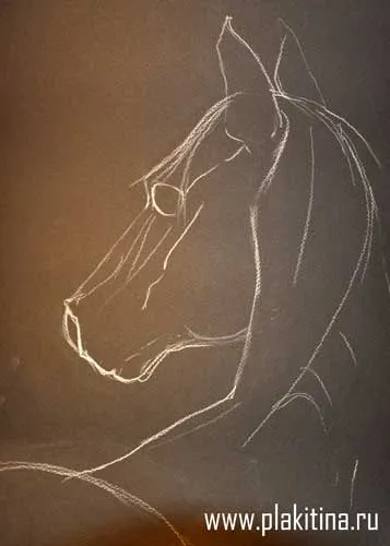 Рисуване на пастел черен кон, урок рисунка пастел, пастелни урок