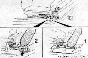 Премахване на предната седалка (премахване на предната седалка) Opel Vectra, Opel Vectra