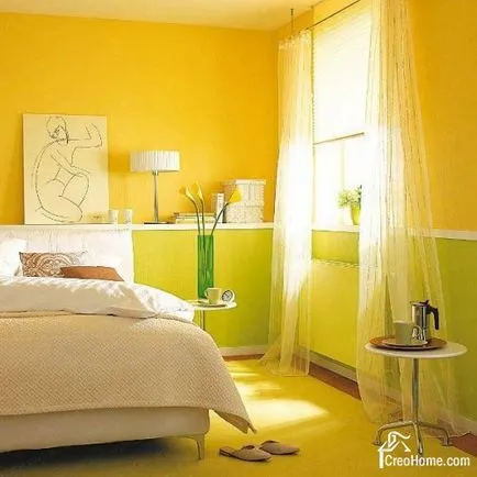 Dormitoare în galben, fotografii de interior, design în imagini
