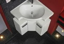 Corner chiuveta în chiuvetă de baie, pentru dimensiunile camera triunghiulară în colț și instalarea