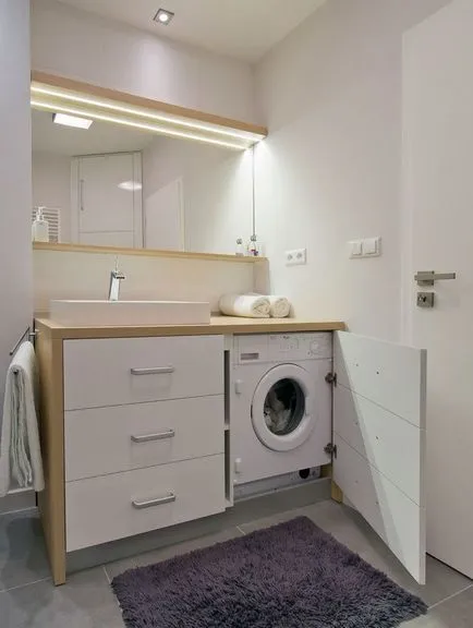 5 lehetőség elhelyezése a mosógép a fürdőszobában - hasznos tippek