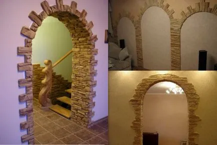 Opțiuni de coridor Arch turnare decor, piatră și lemn