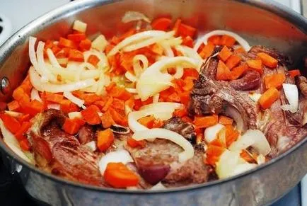 Birkapörkölt zöldségekkel - lépésről lépésre recept fotók