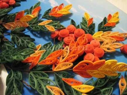 Panouri în tehnica quilling „ramură Rowan“