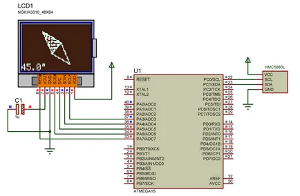 Elektronikus iránytű hmc5883l - Projektek - AVR - projektek mikrokontrollerek avr