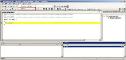 debugging tools editor de script Microsoft, script depanator Microsoft în Terrasoft 3