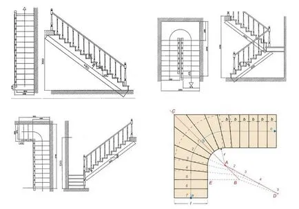 Prima casa etaj, cu un al doilea model de desene Scară cu dimensiuni 6x6 și