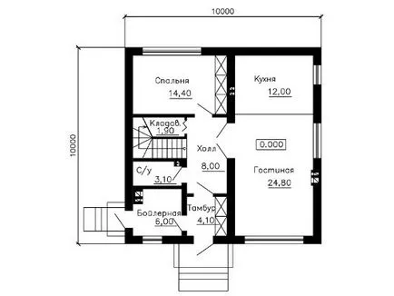 Prima casa etaj, cu un al doilea model de desene Scară cu dimensiuni 6x6 și