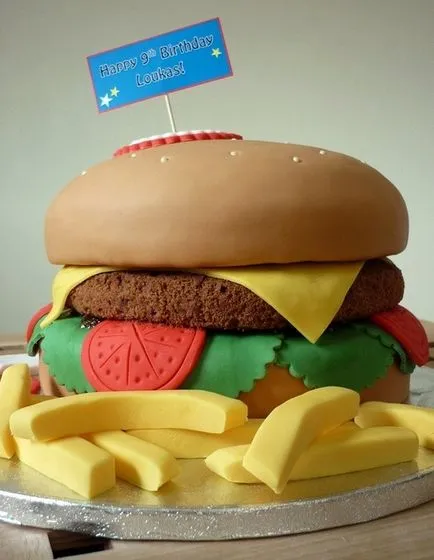 Hogyan készítsünk egy tortát a formában egy hamburgert