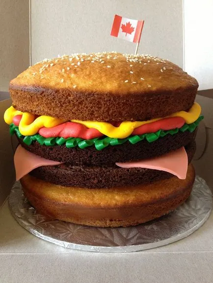 Hogyan készítsünk egy tortát a formában egy hamburgert