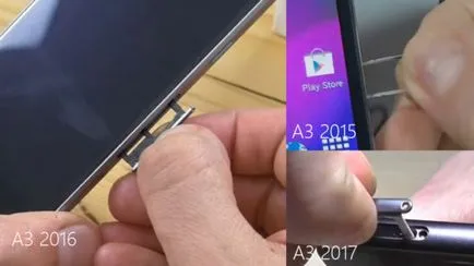 Hogyan kell behelyezni a SIM-kártyát a Samsung Galaxy A3 fotó, videó
