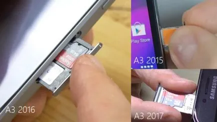 Как да поставите SIM картата в Samsung Galaxy A3 фото, видео