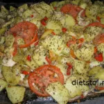 Писия във фурната с картофи и зеленчуци рецепта със снимка