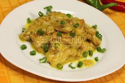 Пилешко филе в сметанов сос с къри - рецепта със снимки, всички ястия