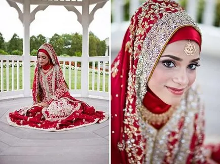 Мюсюлмански сватбени рокли с ръкави и хиджаб (110 снимки), костюмиран